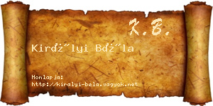 Királyi Béla névjegykártya