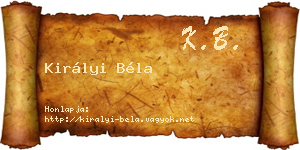 Királyi Béla névjegykártya